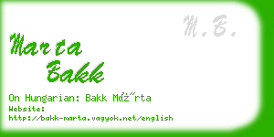 marta bakk business card